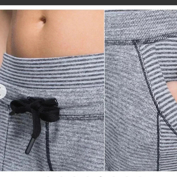 Lululemon Base Runner Yoga Joggers Pant Mini Check Pique White Heathered… - Picture 2 of 12